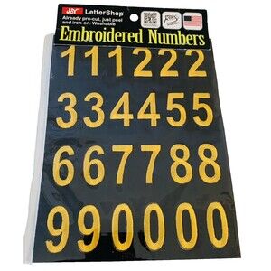 Joy LetterShop Iron-On Embroidered Numbers Pre-Cut Washable New Sealed